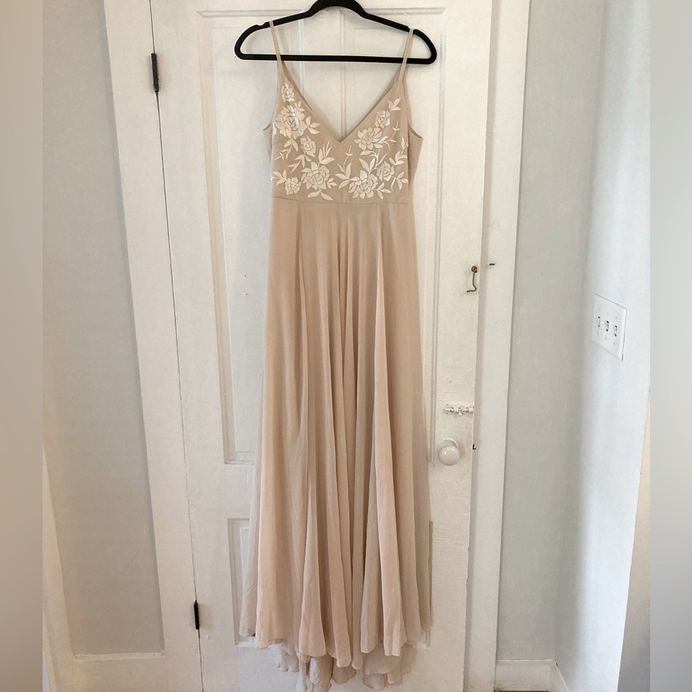 BHLDN Sadia Maxi Dress Gown Oyster Embroidered 6